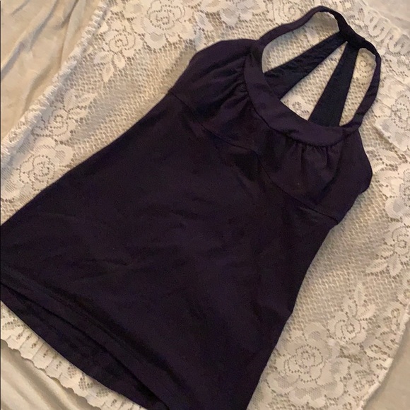 LULULEMON SZ 6, purple tank top with bra support - Picture 4 of 8